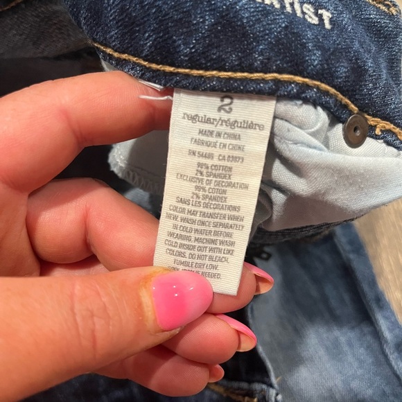American Eagle Artist Jeans Straight Leg Low Rise Stretch Denim Dark Wash Size 2 - Picture 10 of 13